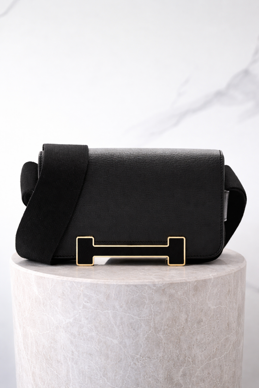 Hermès Chèvre Mysore Geta Black 2023 – Compact Crossbody Bag | Palladium Hardware