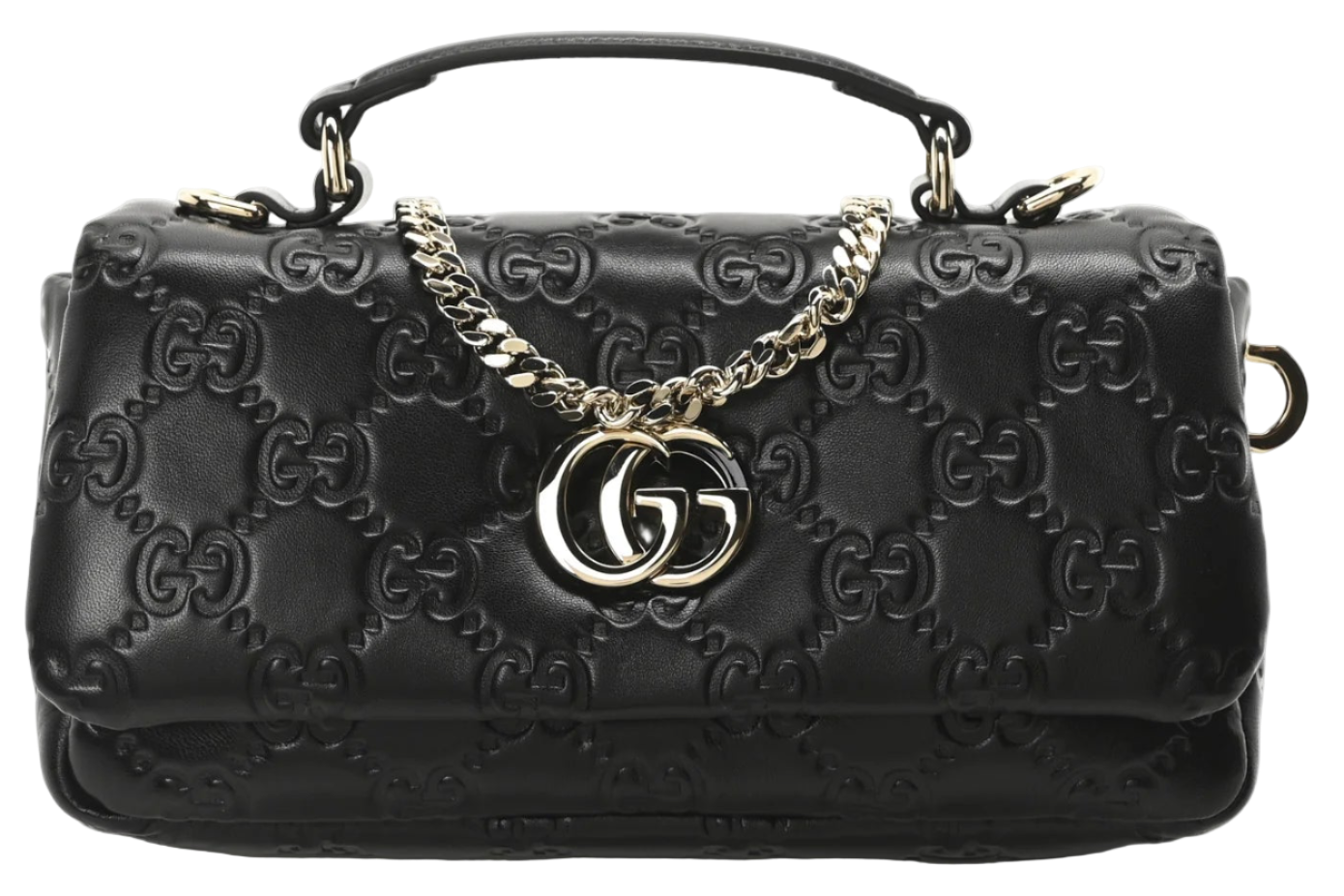 Gucci Milano Chevron Schultertasche, Damenhandtasche, schwarze Umhängetasche