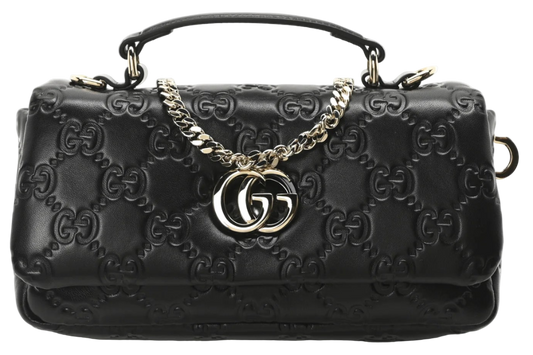 Gucci Milano Chevron Schultertasche, Damenhandtasche, schwarze Umhängetasche