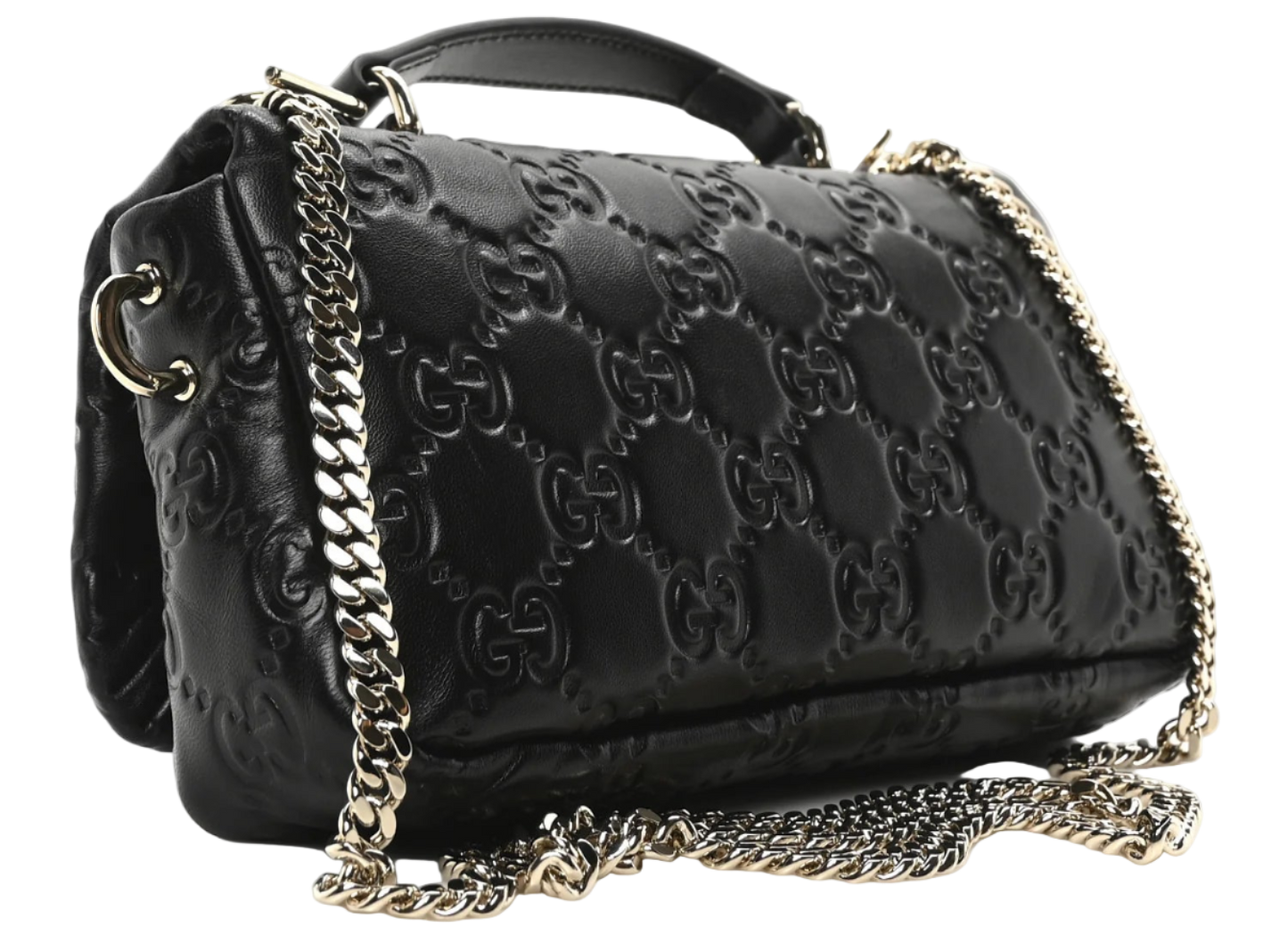 Gucci Milano Chevron Schultertasche, Damenhandtasche, schwarze Umhängetasche