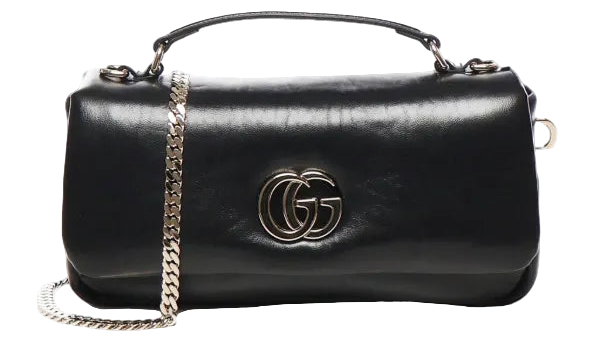 Gucci Milano Schultertasche – Schwarzes Glattleder – Damenhandtasche / Umhängetasche