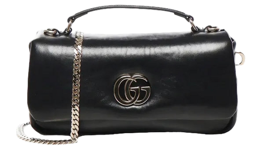 Gucci Milano Schultertasche – Schwarzes Glattleder – Damenhandtasche / Umhängetasche
