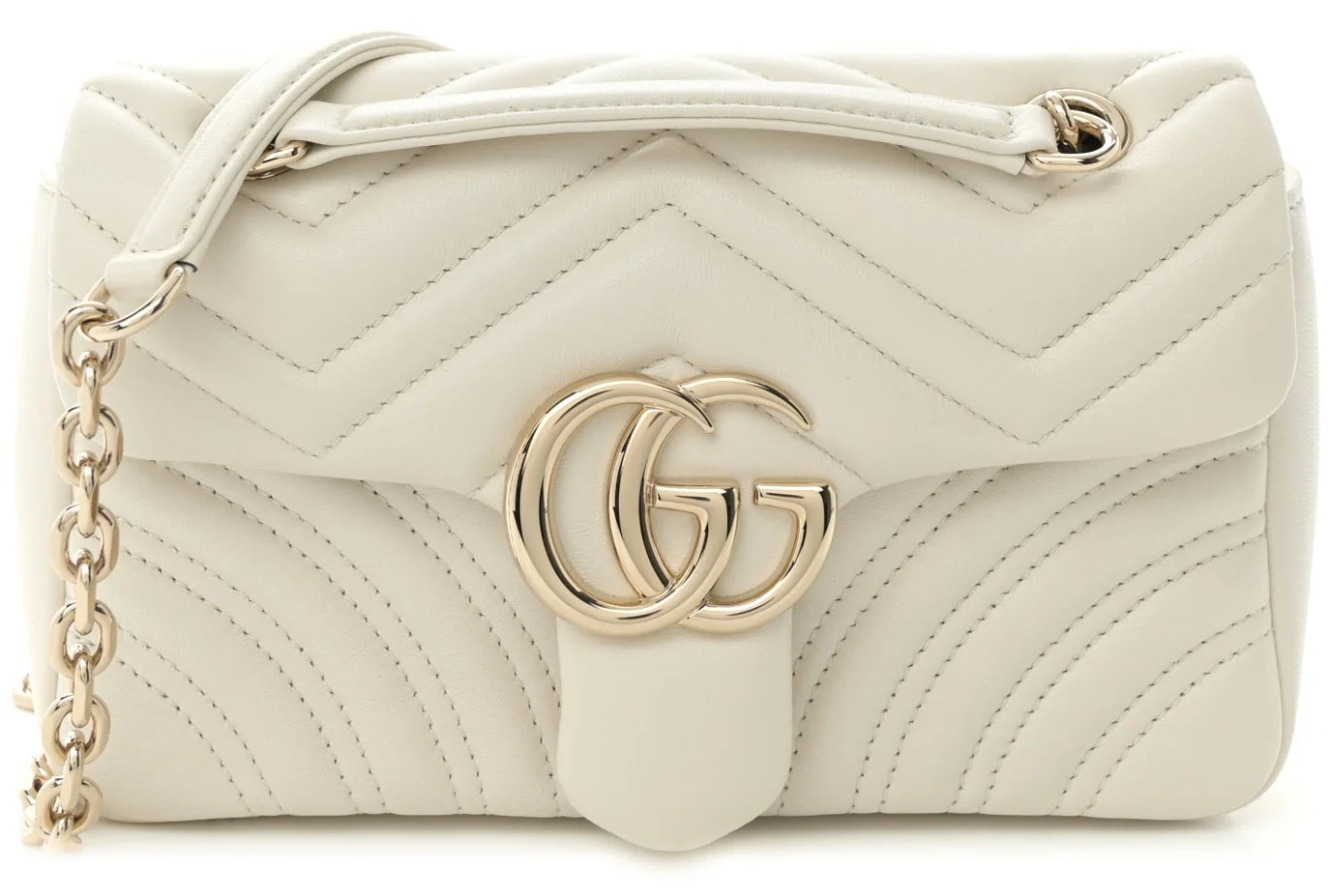 Gucci Marmont Tasche für Damen – Neues Modell 2025, kleine Schultertasche, Matelassé, Weiß • Gebraucht