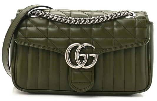 Gucci Marmont Aria Military Wood Kleine Damen-Schultertasche Matelassé • Gebraucht