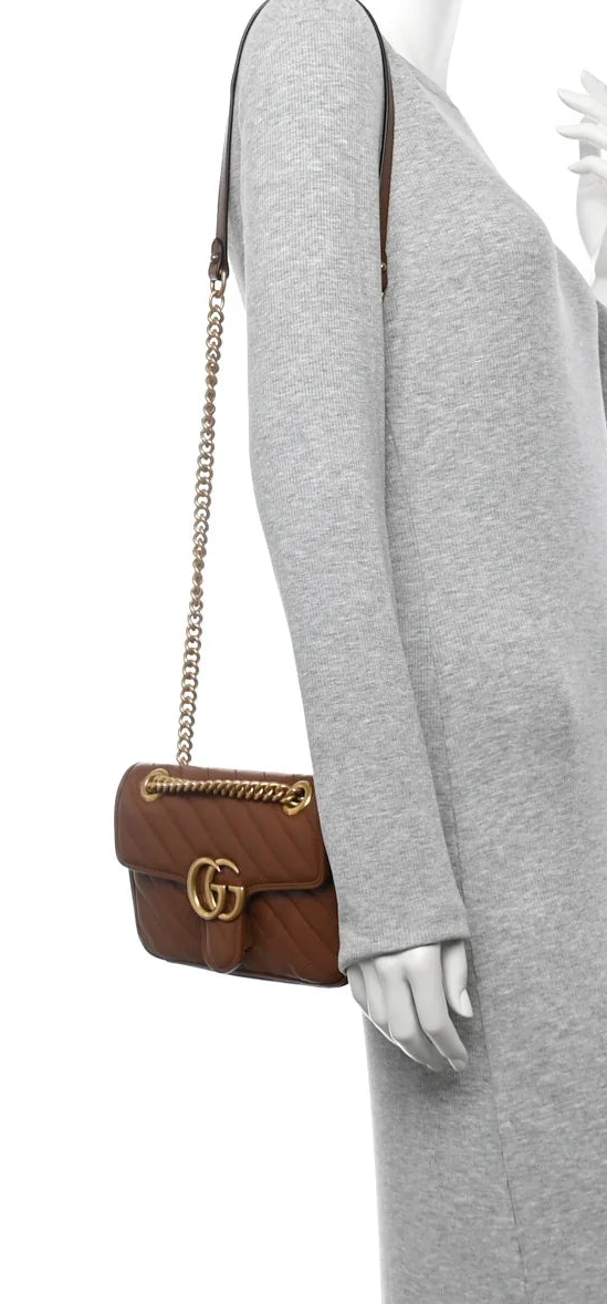 Gucci Marmont Diagonal Azalea Cuir Mini Damen Umhängetasche Matelassé • Gebraucht