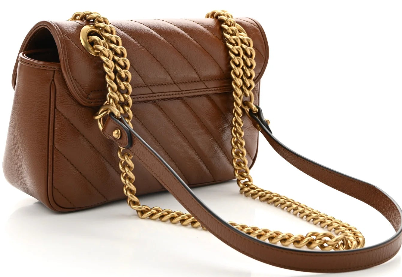 Gucci Marmont Diagonal Azalea Cuir Mini Damen Umhängetasche Matelassé • Gebraucht