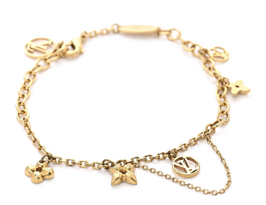 Louis Vuitton Monogram Blooming Supple dames Armband – Goudkleurig – 20,3 cm