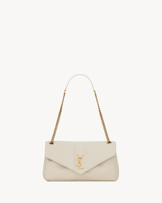 Saint Laurent Calypso Medium Schoudertas Blanc Vintage
