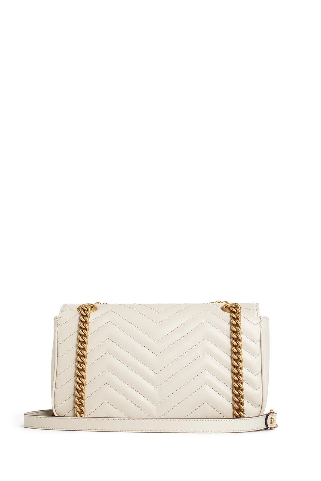 Gucci Marmont Kleines weißes Matelassé-Chevron-Leder