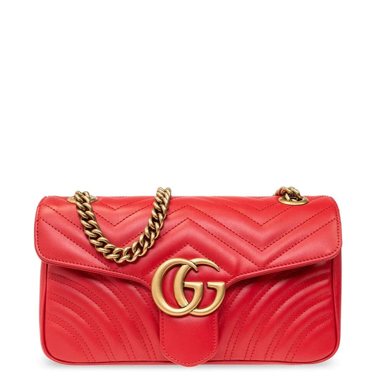 Gucci Marmont Small Bag Red Matelassé Chevron Leather