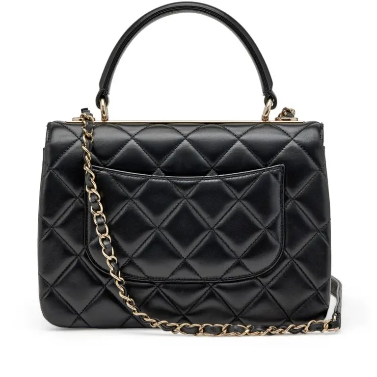 Chanel Trendy CC Top Handle Handtasche aus schwarzem Lammleder 