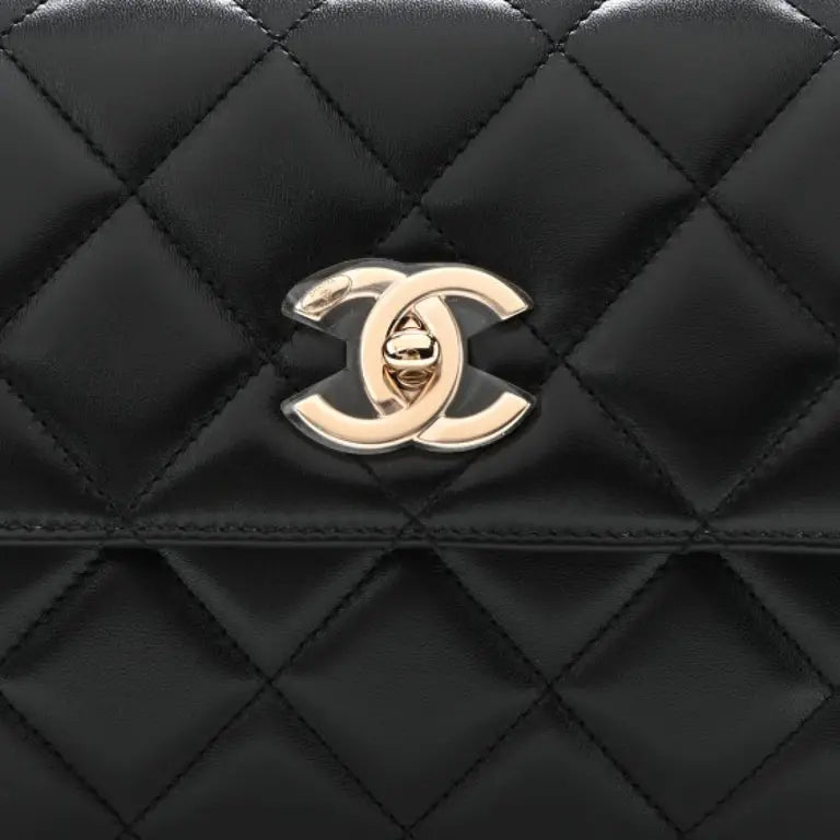 Chanel Trendy CC Top Handle Handtasche aus schwarzem Lammleder 