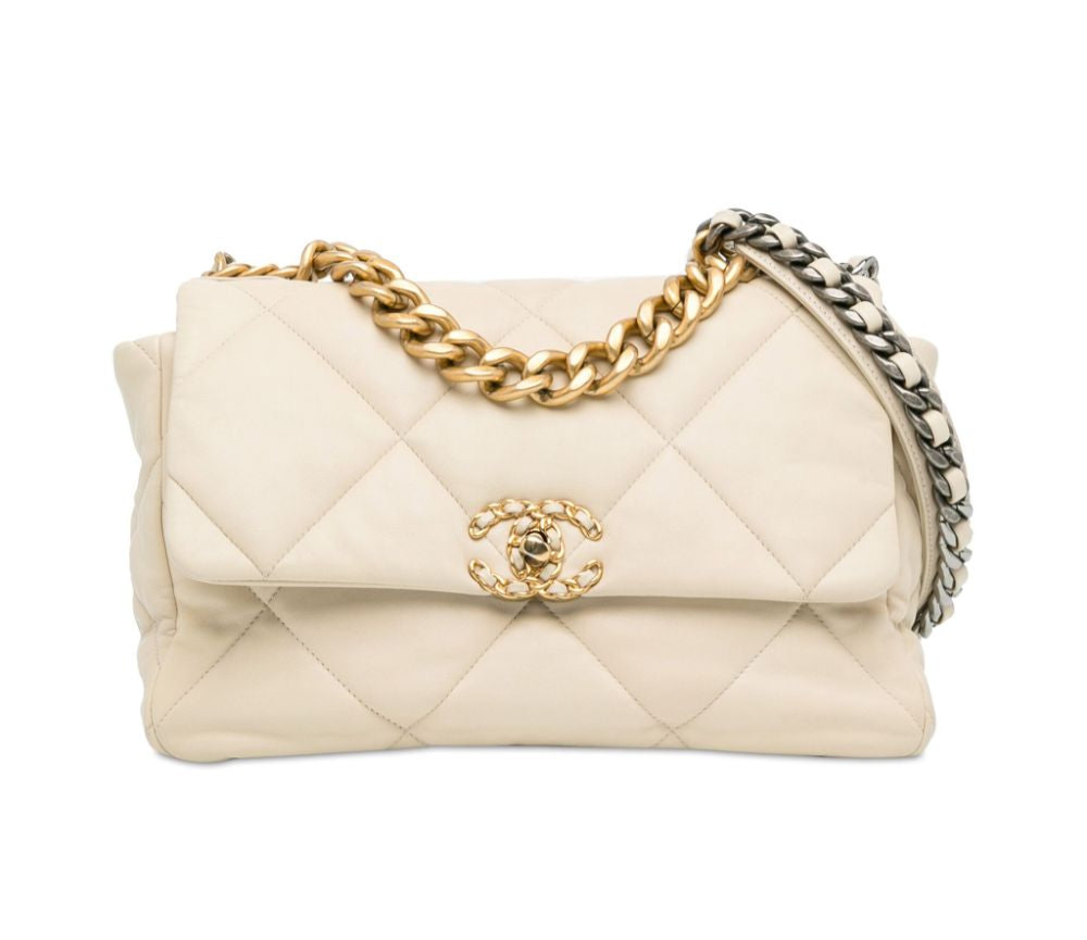 Chanel Small 19 Flap Bag Weißes Lammleder (2021)